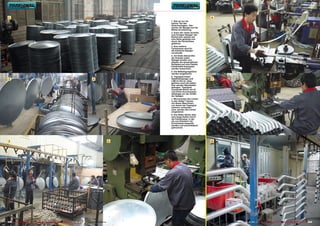 1                                                                                                                                                          6
                                                                                                                             1. Das ist nur ein
                                                                                                                             kleiner Teil des
                                                                                                                             Zwischenlagers. Hier
                                                                                                                             warten die Spiegel auf die
                                                                                                                             Weiterverarbeitung.
                                                                                                                             2. Einer der vielen Schritte
                                                                                                                             zum fertigen Spiegel: die
                                                                                                                             Rohformen werden auf
                                                                                                                             eine Kette gehängt und
                                                                                                                             durch die Farbstrasse
                                                                                                                             gefahren.
                                                                                                                             3. Eine weitere
                                                                                                                             Farbstrasse wird für
                                                                                                                             die kleineren Spiegel
                                                                                                                             verwendet.
                                                                                                                             4. Am Ende überprüfen
                                                                                                                             die Arbeiter jeden
                                                                                                                             Spiegel einzeln und
                                                                                                                             stapeln die einwandfreien
                                                                                                                             Eemplare auf eine Palette.
                                                                                                                             Fehlerhafte Exemplare
                                                                                                                             werden aussortiert.
                                                                                                                             5. Die Befestigungslöher
                                                                                                                             werden eingestanzt.
                                                                                                                             6. Topsignal bietet
 2                                                                                                    4                      Satellitenspiegel und          7
                                                                                                                             LNB im Set an, dazu
                                                                                                                             gehören auch die Halter.
                                                                                                                             Hier werden Wandhalter
                                                                                                                             gebogen. Topsignal
                                                                                                                             verwendet Rohre mit 42
                                                                                                                             und 47mm Durchmesser,
                                                                                                                             abhängig von der Größe
                                                                                                                             der Spiegel.
                                                                                                                             7. Wie kommen die Löcher
                                                                                                                             in den Halter? Genau,
                                                                                                                             mit dieser Maschinen,
                                                                                                                             von denen bei Topsignal
                                                                                                                             mehrere vorhanden
                                                                                                                             sind, werden die Löcher
                                                                                                                             eingestanzt.
                                                                                                                             8. Die Halter fahren über
                                                                                                                             eine lange Ketten durch
                                                                                                                             die Farbstrasse, in der
                                                                                                                             sie von Arbeitern mit
                                                                                                                             Schutzfarbe besprüht
                                                                                                                             werden und anschließend
                                                                                                                             getrocknet.




 3                                                                                                                       5                                  8




208 TELE-satellite International — The World‘s Largest Digital TV Trade Magazine — 09-10/2012 — www.TELE-satellite.com                                          www.TELE-satellite.com — 09-10/2012 — TELE-satellite International — 全球发行量最大的数字电视杂志   209
 