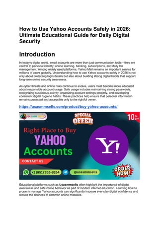 Comprehensive Guide to Safe Yahoo Account Usage in 2026 for Digital ...