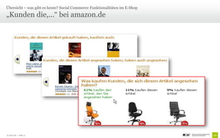 Übersicht – was gibt es heute? Social Commerce Funktionalitäten im E-Shop

„Kunden die,...“ bei amazon.de




© Unic AG | Seite 11
 