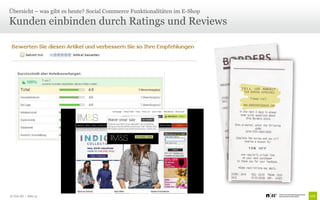 Übersicht – was gibt es heute? Social Commerce Funktionalitäten im E-Shop

Kunden einbinden durch Ratings und Reviews




© Unic AG | Seite 14
 