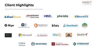 Client Highlights
Some of the clients we have worked with over the years
 