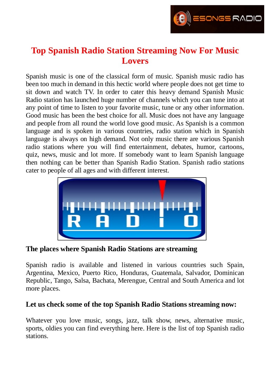 Top Spanish Radio Station Streaming Now For Music Lovers