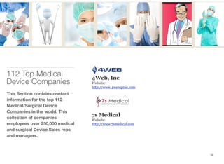 4Web, Inc
Website:
http://www.4webspine.com
7s Medical
Website:
http://www.7smedical.com
This Section contains contact
inf...