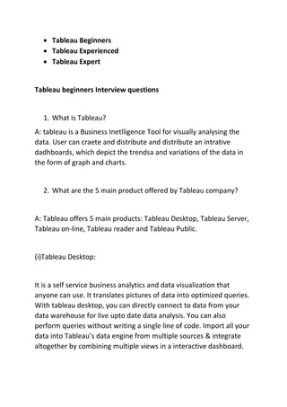 Top tableau questions and answers in 2019 | PDF