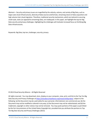 Top ten big data security and privacy challenges | PDF