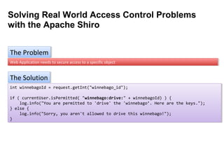 [6]

Controlling Access

if ((user.isManager() ||
user.isAdministrator() ||
user.isEditor()) &&
(user.id() != 1132)) {
//execute action
}

How do you change the policy of this code?

 