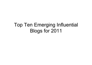 Observations on 2010 blogs
•    Passion
•    Identity – brand building
•    Individuals rather than groups
•    Community builders
•    Profession
 