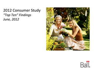 2012 Consumer Study
“Top Ten” Findings
June, 2012
 