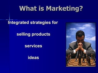 What is Marketing? Integrated strategies for  selling products services  ideas   