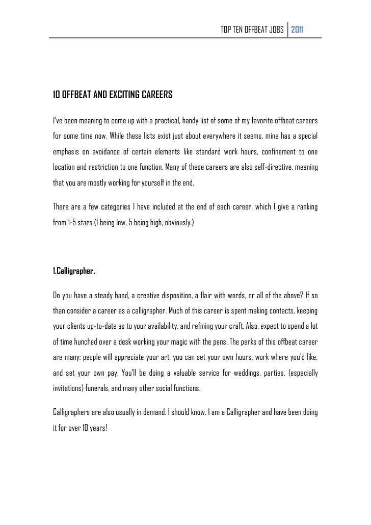 top ten offbeat carrer top exciting jobs