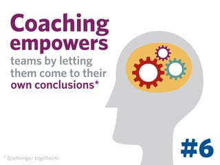 Coaching
empowers
teams by letting
them come to their
own conclusions*

* Boehringer Ingelheim

#6

 