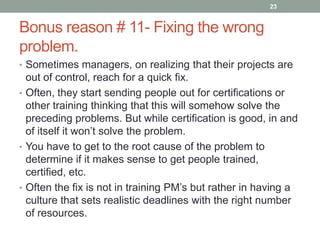 Top Ten Reasons Why Projects Fail
