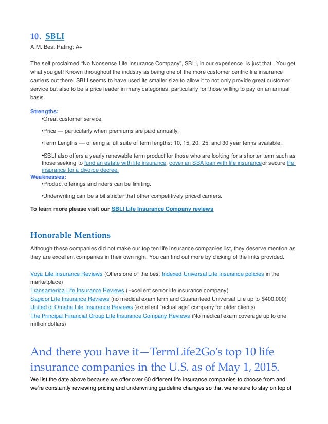 Top Ten Life Insurance Companies >> Top Ten Term Life Insurance Companies Top Ten Life Insurance Companies >> Top Ten Term Life Insurance Companies