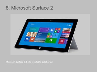 8. Microsoft Surface 2

Microsoft Surface 2, $449 (available October 22)

 
