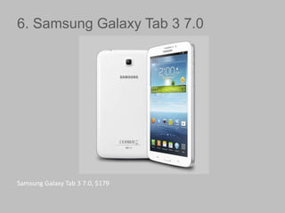 6. Samsung Galaxy Tab 3 7.0

Samsung Galaxy Tab 3 7.0, $179

 