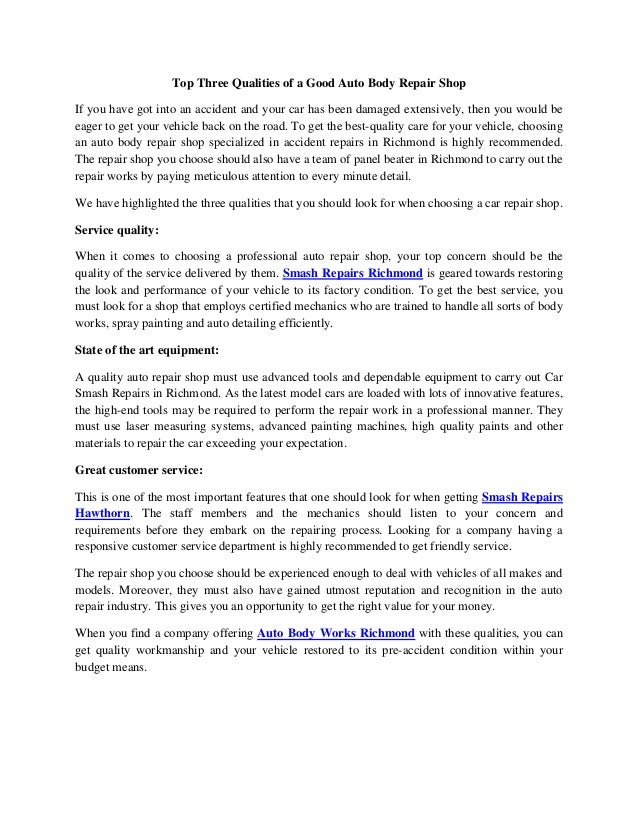 top three qualities of a good auto body repair shop 1 638 jpg cb 1488276335 richmond body works