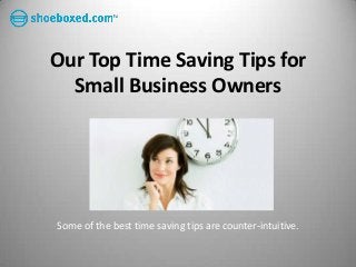 Our Top Time Saving Tips for
  Small Business Owners




Some of the best time saving tips are counter-intuitive.
 
