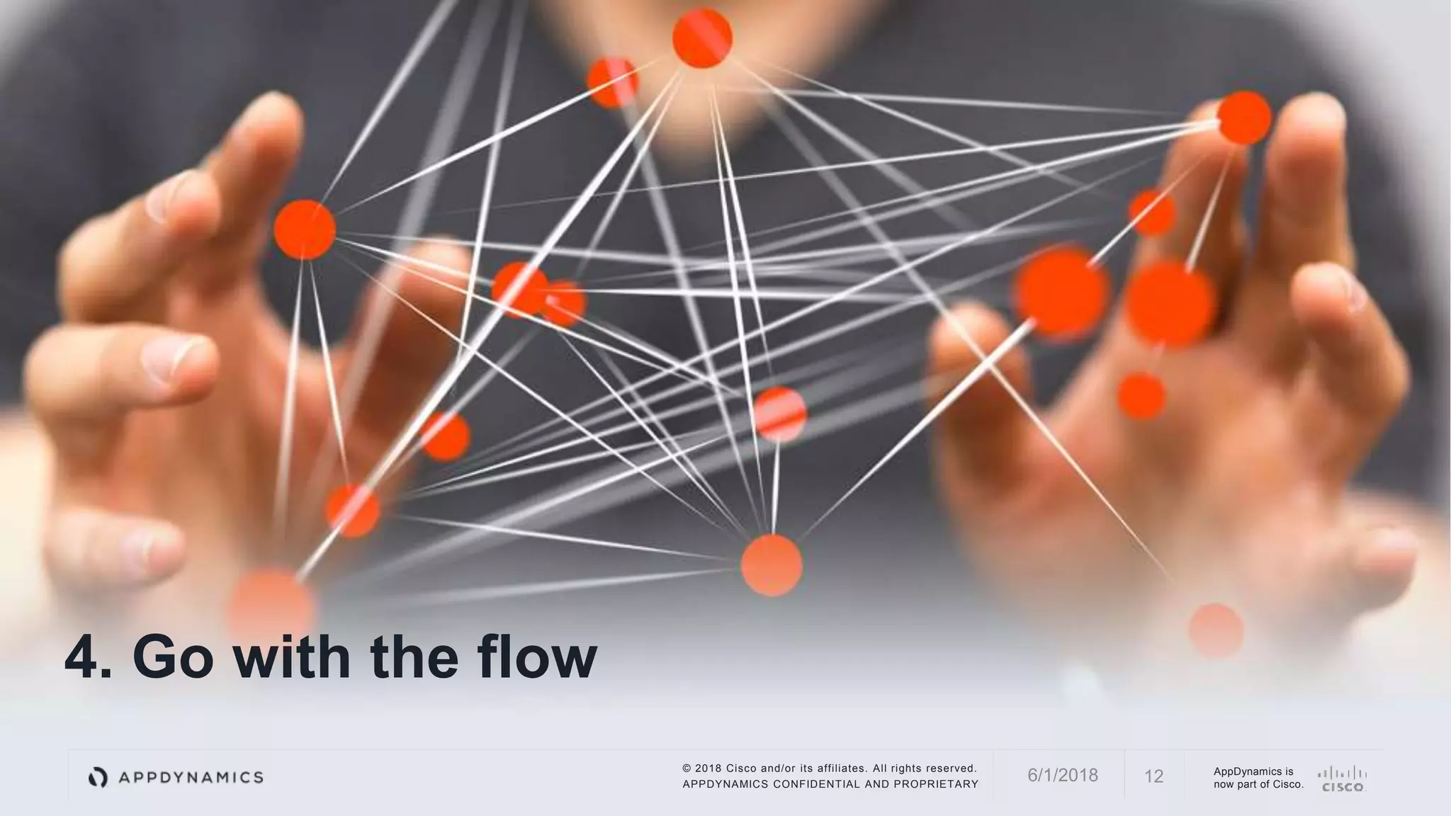 © 2018 Cisco and/or its affiliates. All rights reserved.
APPDYNAMICS CONFIDENTIAL AND PROPRIETARY
AppDynamics is
now part of Cisco.
4. Go with the flow
126/1/2018
 