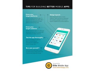 Top tips for building better mobile apps infographics