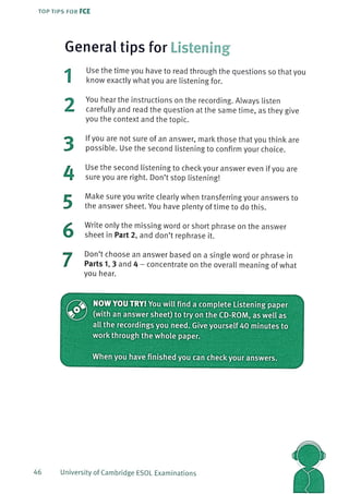 Top tips for fce