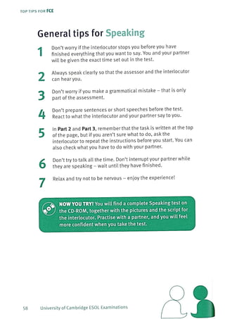 Top tips for fce
