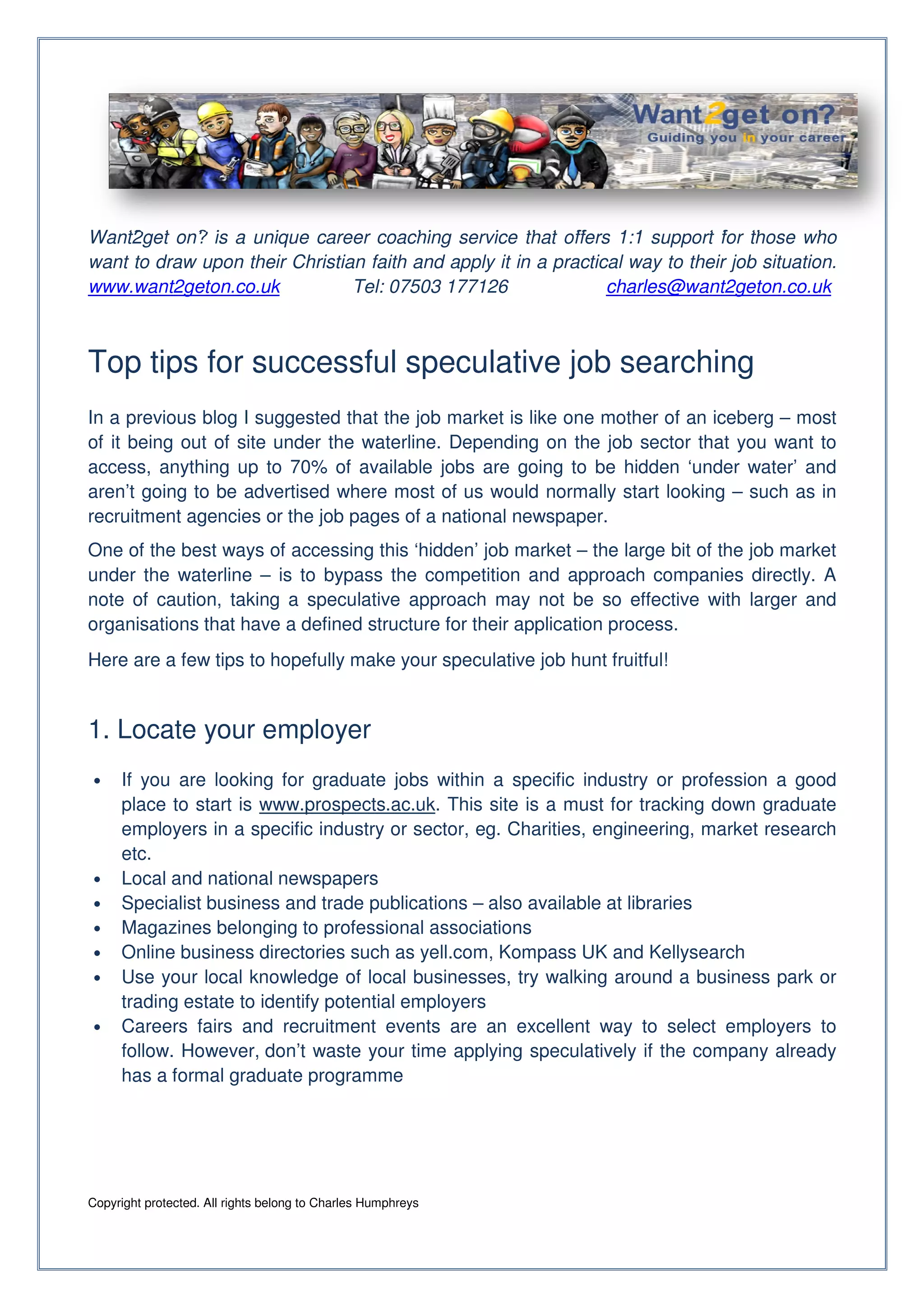 Top tips for successful speculative job searching PDF