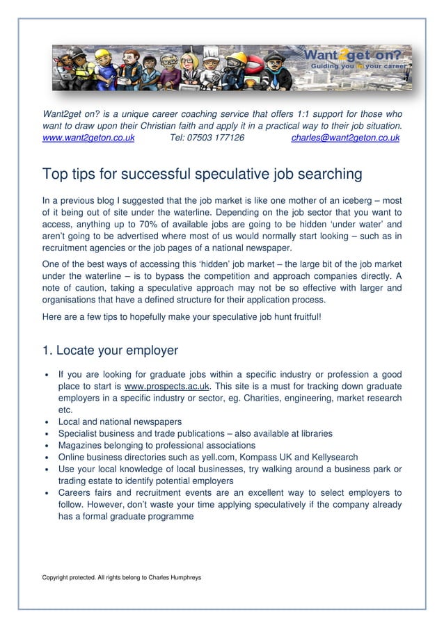 Top tips for successful speculative job searching PDF