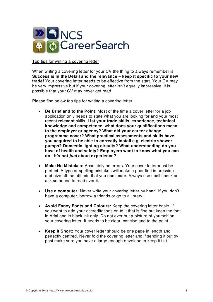top tips of writing a covering letter