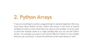 Top tips on python programming for the absolute beginner | PPTX