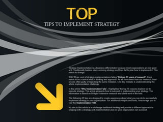 Top tips to implement strategy