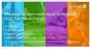 Trend Perspectives  Food Technology and Consumption Trends: Symrise  In-Sight