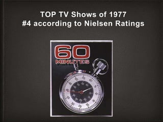 TOP TV Shows of 1977
#4 according to Nielsen Ratings
 