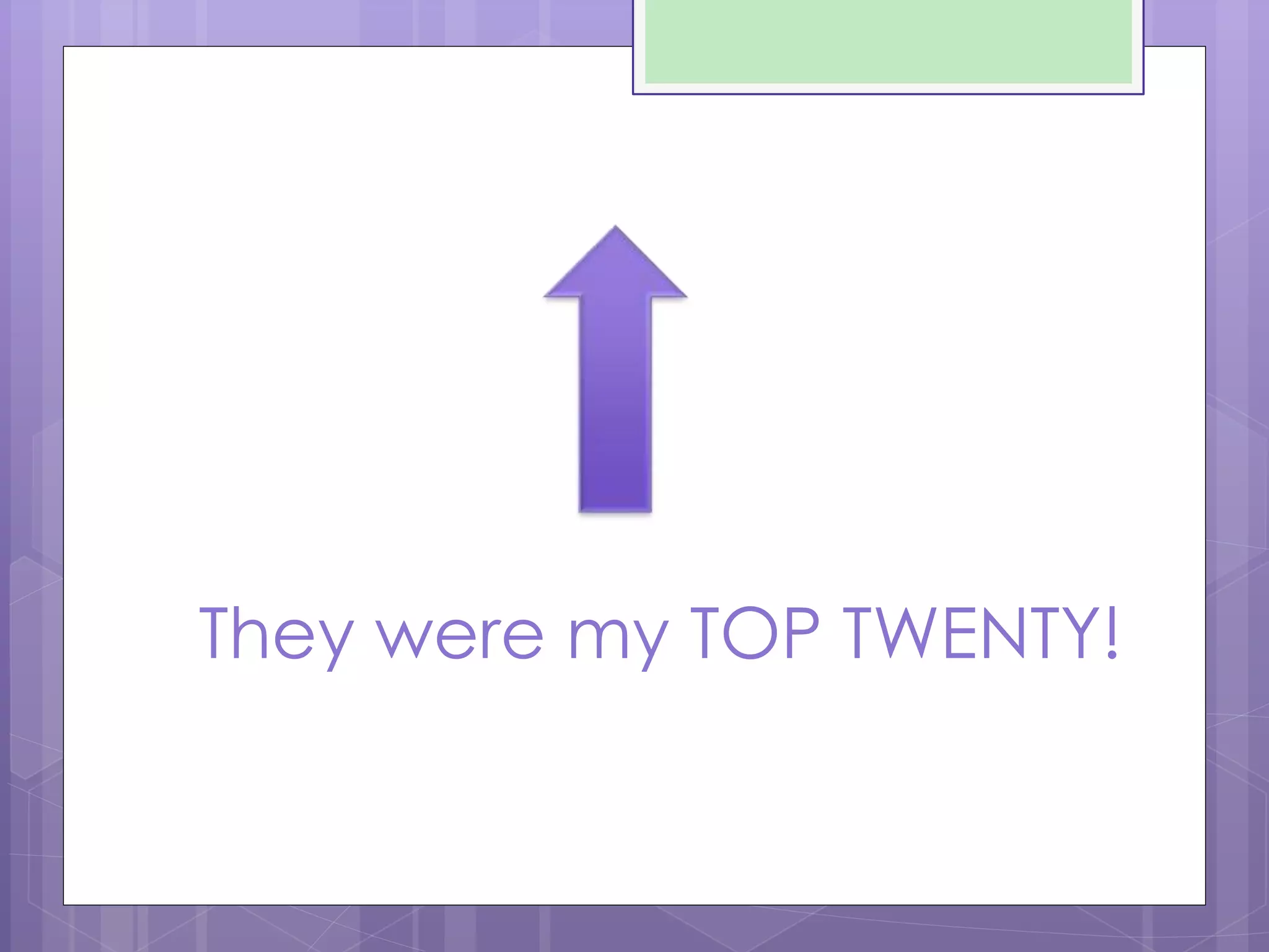 They were my TOP TWENTY!