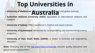 Top Universities in Australia: A Guide to World-Class Education | PPTX