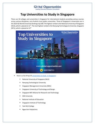 Top Universities to Study in Singapore | PDF