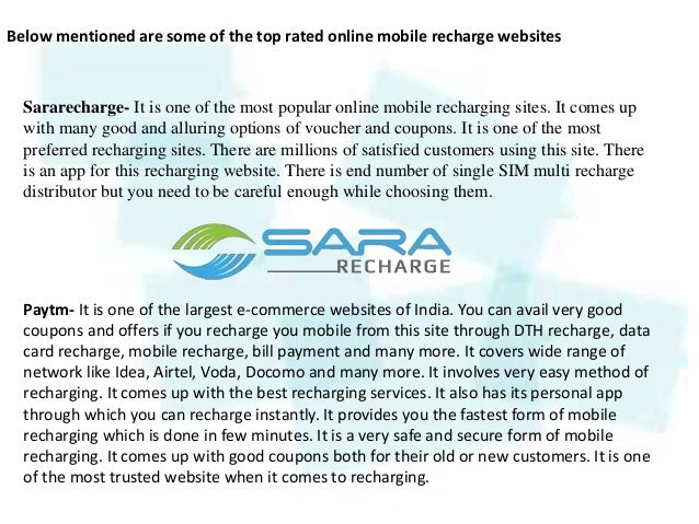 Best online recharge sites with free coupons