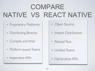 COMPARE
NATIVE VS REACT NATIVE
21
 