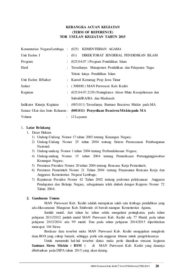 Contoh Kerangka Acuan Kerja Pengadaan Komputer Dan Printer