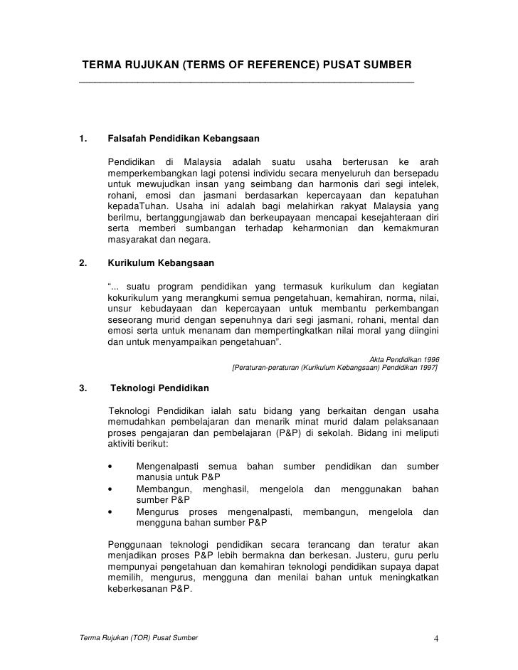 Terma Rujukan Pusat Sumber Pendidikan