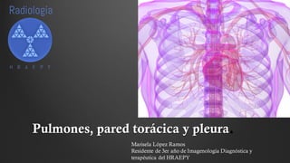 Pulmones, pared torácica y pleura.
Marisela López Ramos
Residente de 3er año de Imagenología Diagnóstica y
terapéutica del HRAEPY
 