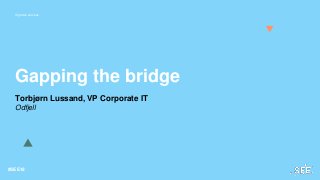 Organize services
#SEE18
Gapping the bridge
Torbjørn Lussand, VP Corporate IT
Odfjell
 