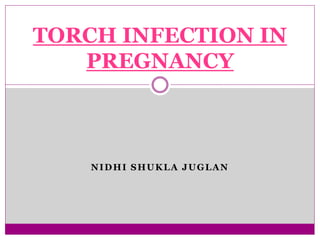 NIDHI SHUKLA JUGLAN
TORCH INFECTION IN
PREGNANCY
 