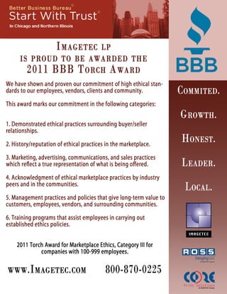 Imagetec Awarded BBB Torch Award
