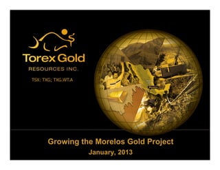 TSX: TXG; TXG.WT.A




       Growing the Morelos Gold Project
                     January, 2013
 