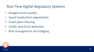 41
Real Time Digital Regulatory Systems
• Google search quality
• Social media feed organization
• Email spam filtering
• ...