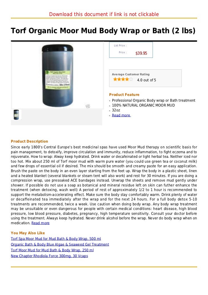 Torf organic moor mud body wrap or bath (2 lbs)