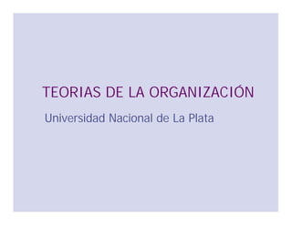 TEORIAS DE LA ORGANIZACIÓN
Universidad Nacional de La Plata

 