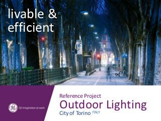 livable &
efficient



            Reference Project
            Outdoor Lighting
            City of Torino ITALY
 