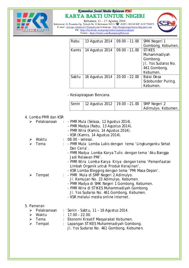 Kerangka Acuan (TOR) Kegiatan Karya Bakti untuk Negeri di 