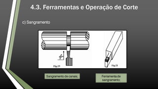 4.3. Ferramentas e Operação de Corte
c) Sangramento
Sangramento de canais; Ferramenta de
sangramento;
 